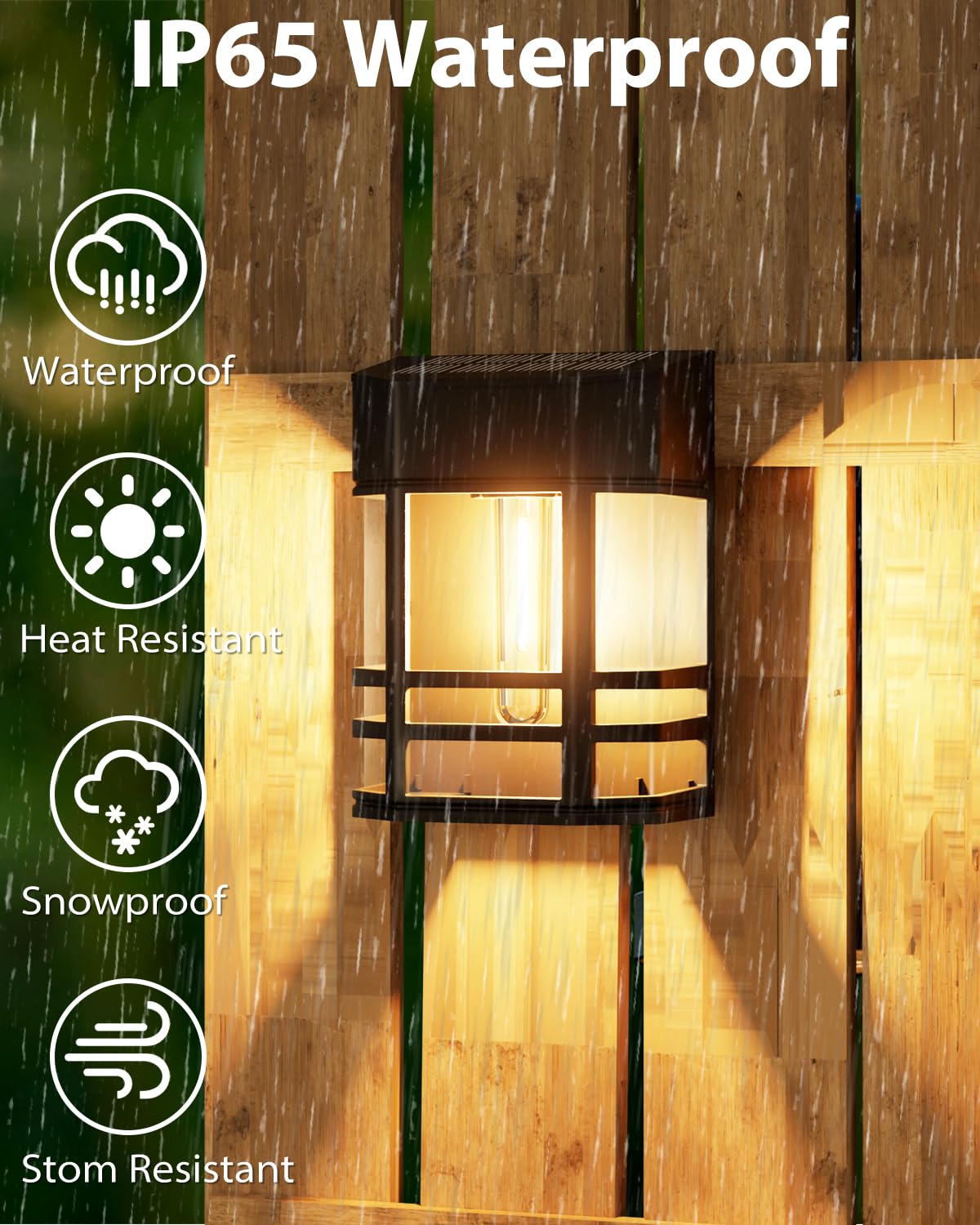 Woolmug Solar Fence Lights Outdoor, 2 Pack Retro Solar Deck Lights Outdoor Waterproof with Edison LED Bulbs, Solar Powered Wall Lights for Garden Fence Backyard Decor Post Patio (Warm White)