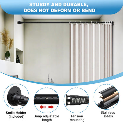 Tension Shower Curtain Rod, 42 to 115 inch Adjustable Heavy Duty black shower tension curtain rod for bathroom Closet Windows