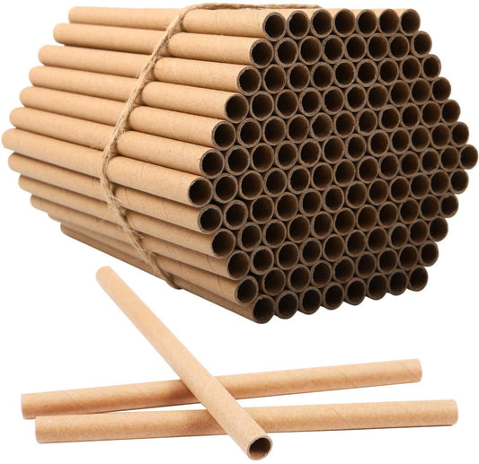 120 Pieces Mason Bee Tubes 6 Inches Outdoor Bee Cardboard Tubes Beekeeper Replacement Nesting Refill Tubes and Paper Inserts for Mason Bee Houses