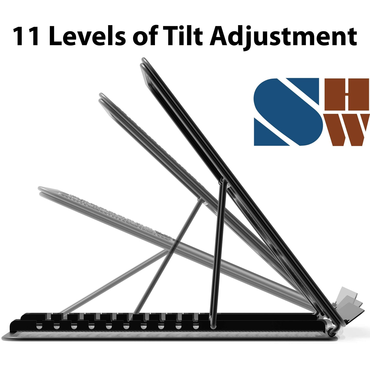 Simple Houseware Laptop Stand with 11-Levels Adjustable Computer Holder for Desk/Book/Tablet Support, Black