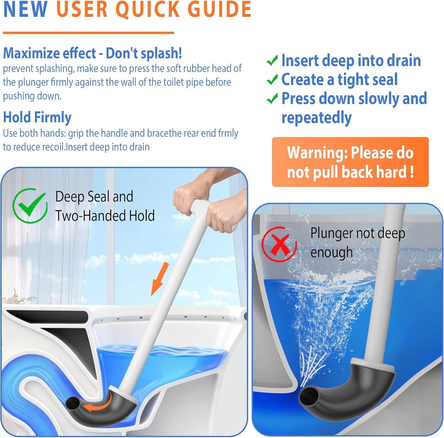 Upgraded Toilet Plunger with Holder, Wall Mounted Toilet Bowl Plunger with Hideaway Caddy, Dual Handle Plunger for Bathroom Built-in Drip Tray, RV Bathroom Accessories