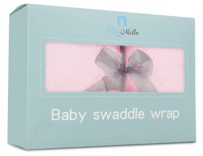 BlueMello Baby Swaddle Blanket | Ultra-Soft Plush Essential for Infants 0-6 Months | Receiving Swaddling Wrap Pink | Ideal Newborn Registry and Toddler Boy Accessories | Perfect Baby Girl Shower Gift