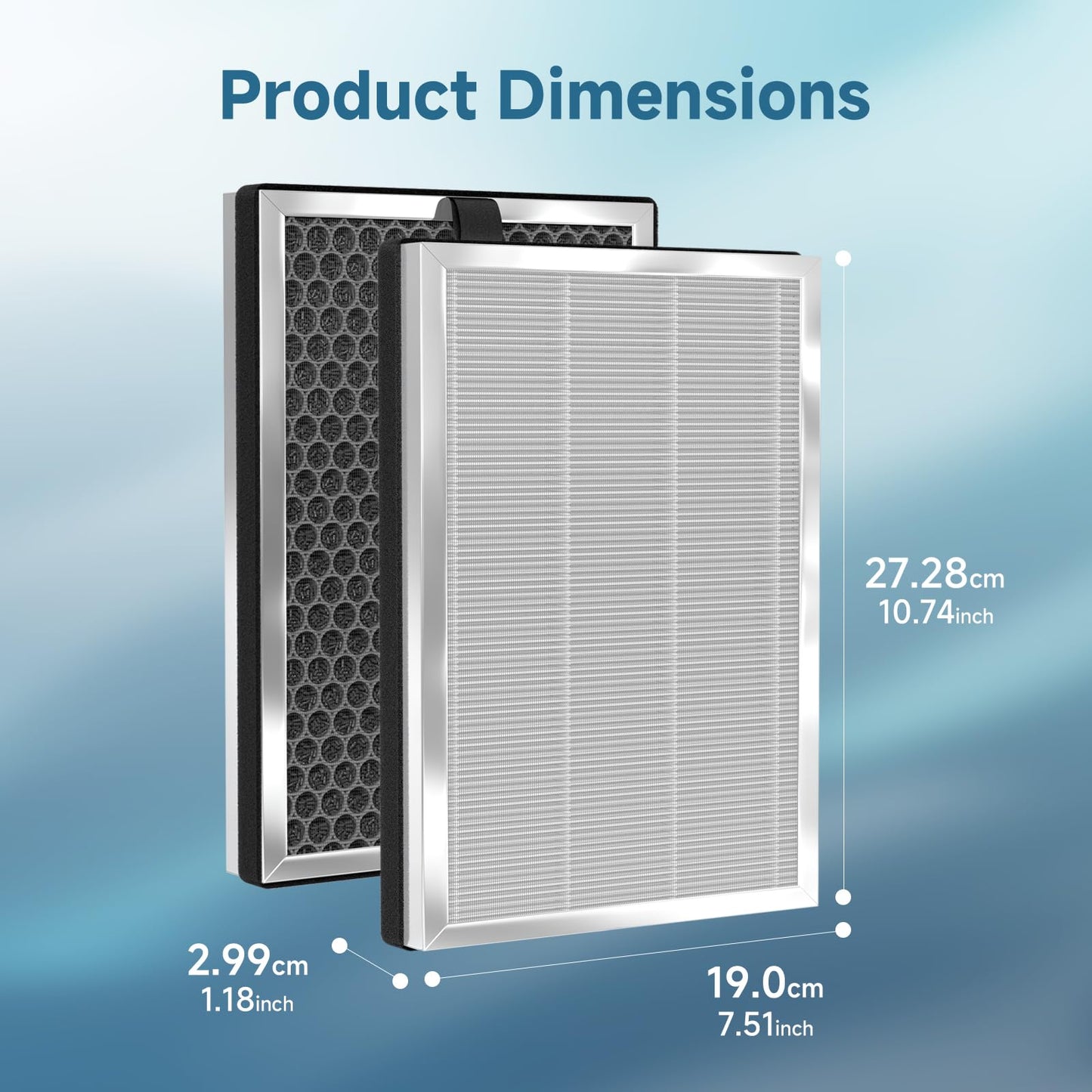 SAKEGDY 2-Pack JF260 Replacement Filters - True HEPA and Honeycomb carbon | Compatible with Jafanda JF260/JF260S, DeedMo AP-1273