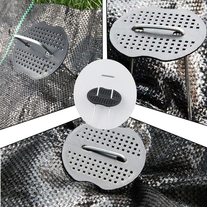 100PCS Galvanized Steel Garden Stakes with 100PCS Gasket, Heavy Duty Landscape Pegs of Anti Rust U Shaped for Securing Artificial Grass Weed Ground Cover, Fabric Matting