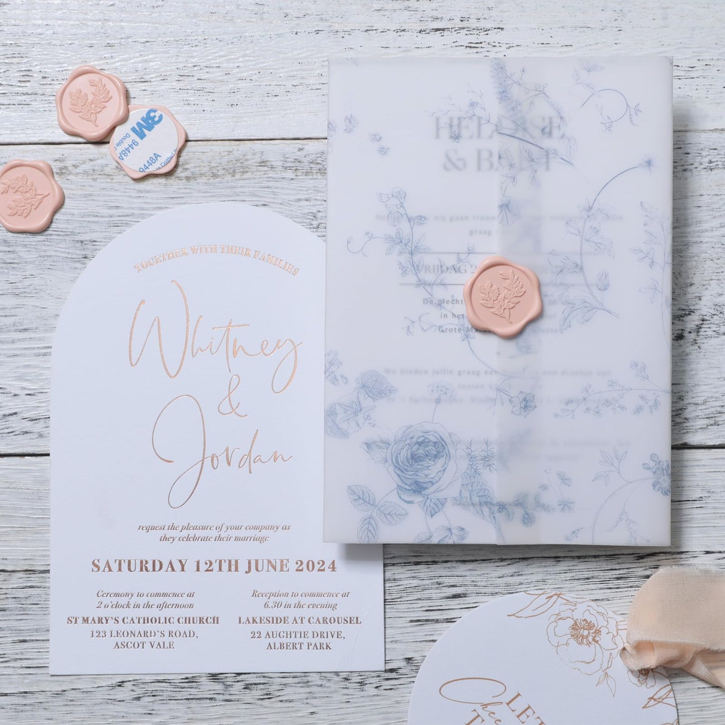 UNIQOOO Wax Seal Stickers - Eucalyptus Wedding Invitation Envelope Seal Stickers, 50 Pcs Self- Adhesive Blush Pink Stickers, Perfect for Invitation, Christmas, Gift Wrapping, Party