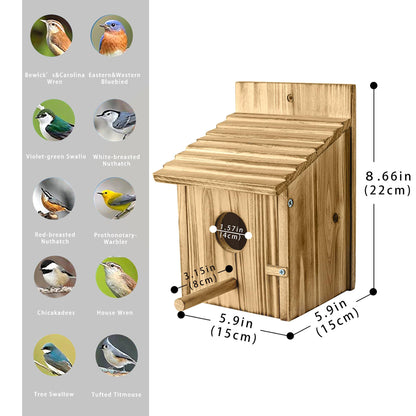 Bird Houses for Outside，Wooden Birdhouse with Open House Design - Perfect Nesting Box for Bluebirds - Ideal for Outside - Blue Bird House for Outdoor Clearance