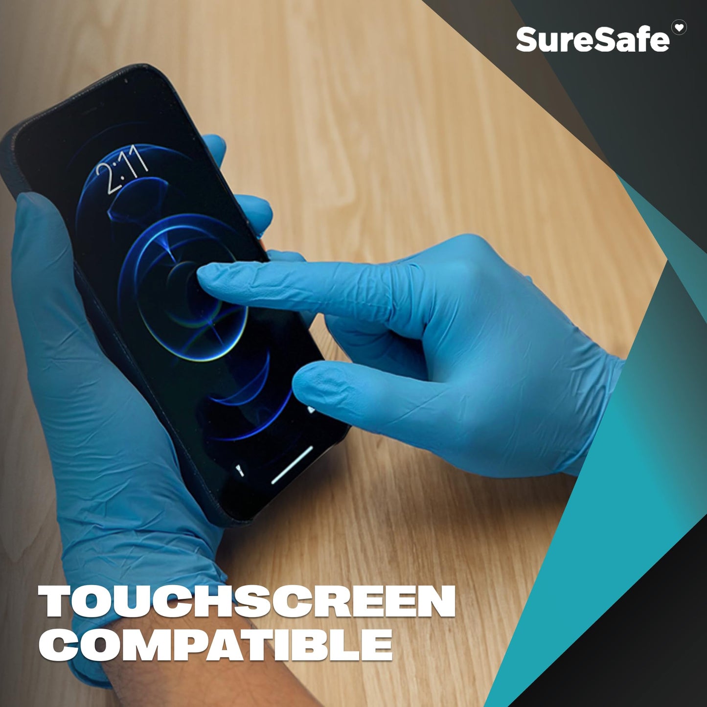 [200 Pack] SURESAFE Blue Large Nitrile Gloves, 3.5 Mil, Powder & Latex Free, Textured Fingertips, Tear Resistant, Work, Tattoo, Painters Gloves for Cooking and Food Prep