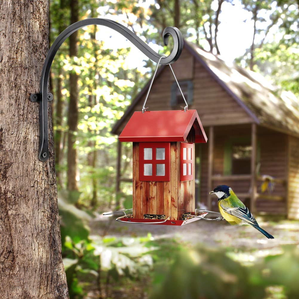 Qiang Ni- Bird Feeders Hanger 2 Pieces 12 Inch Outdoor Plant Hanging Bracket More Stable and Sturdy Hanging Plant Bracket 12Inch Black