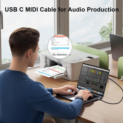 Thzzhnno USB B to USB C Printer Cable 15FT/5M, USB C to USB 2.0 B Cord for MacBook Pro, MIDI Cable for Yamaha Casio Digital Piano, MIDI Keyboard, DJ Controller