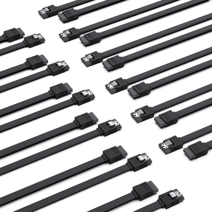 BENFEI 12 Pack SATA III 6Gbps Straight HDD SDD Data Cable with Locking Latch, 18 Inch, Black, Compatible for SATA HDD, SSD, CD Driver, CD Writer