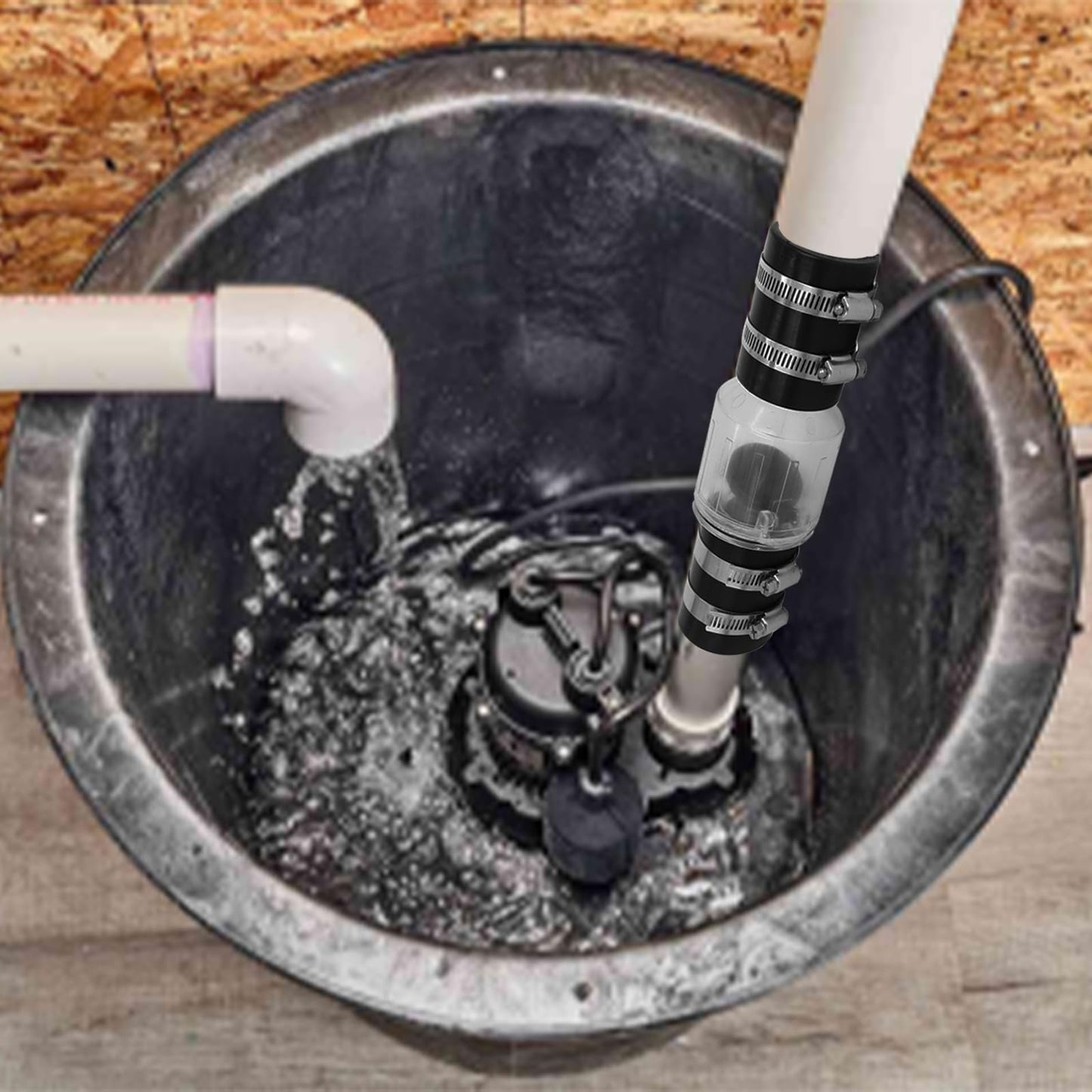 1-1/2" Silent Check Valve - CV150,Visual Sump Pump Check Valve with Buna-N Couplings & Steel Clamps - Spring Loaded Flapper for Backflow Prevention,Reduces Water Hammer Effect