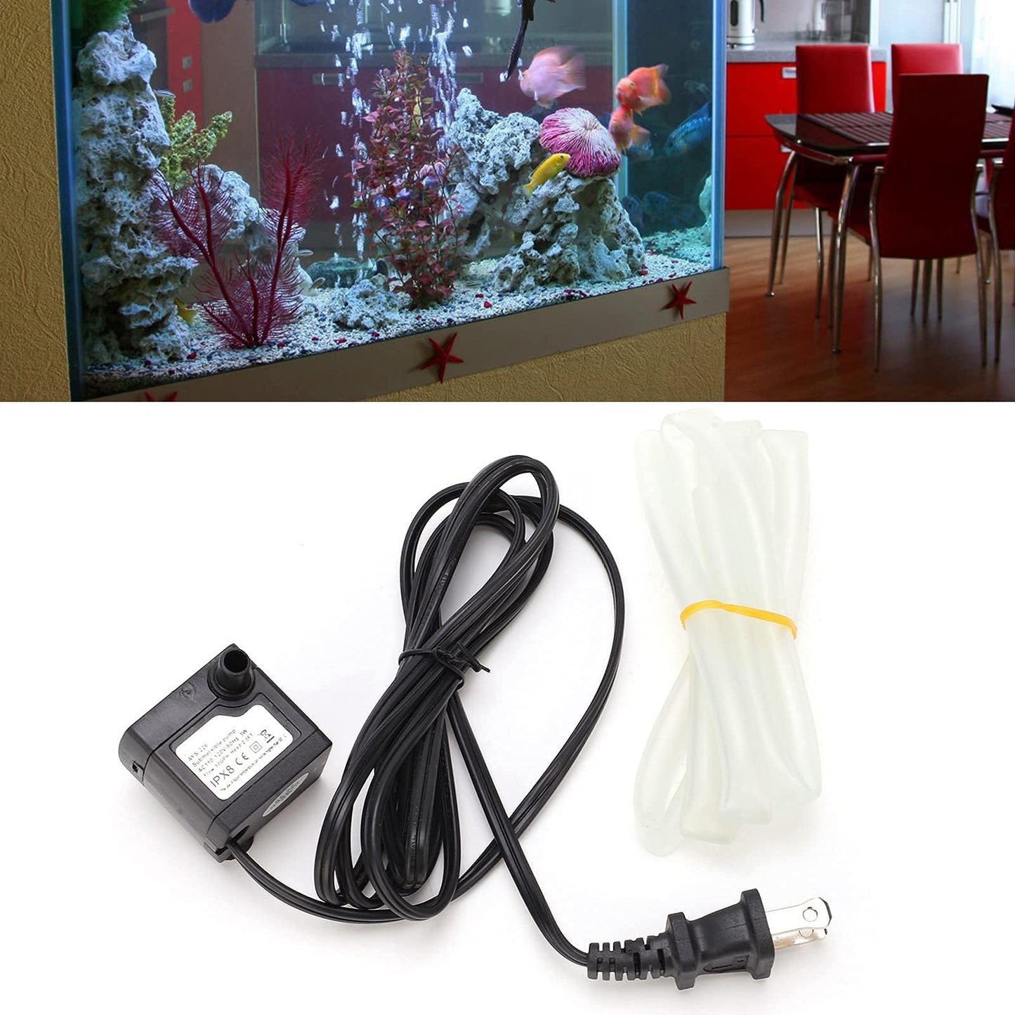 AC110‑120V Mini Submersible Water Pump 3W 80GPH Silent Small Fountain Pump with 3.3ft Hose for Fish Tank Pump Pond Fountain Hydroponics