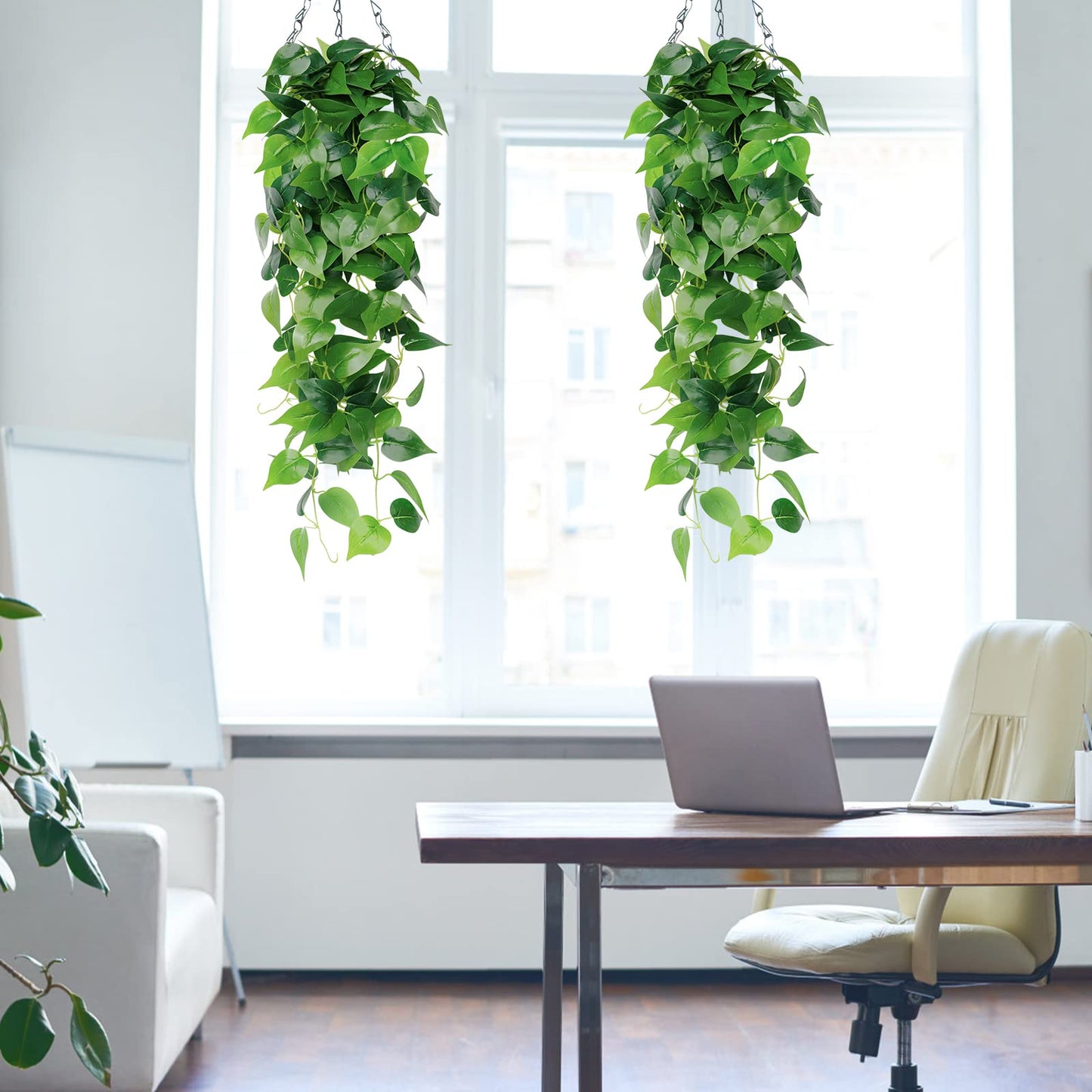 SOMYTING 2Pcs Artificial Hanging Plants 3.6ft Fake Ivy Vines Scindapsus Leaves Vine Greenery Hanging Plants for Home Garden Wedding Party Indoor Outdoor Wall Decorations (Scindapsus Leaves)
