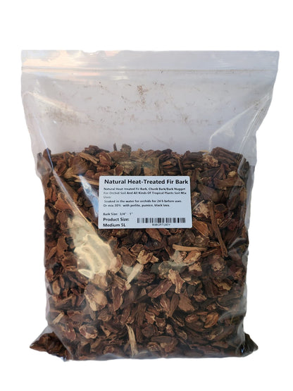 5 litres Orchid Bark- Natural Heat-Treated Fir Bark, Chunk Bark/Bark Nugget for Orchid Soil and All Kinds of Tropical Plants Soil Mix (Medium Size 5L)
