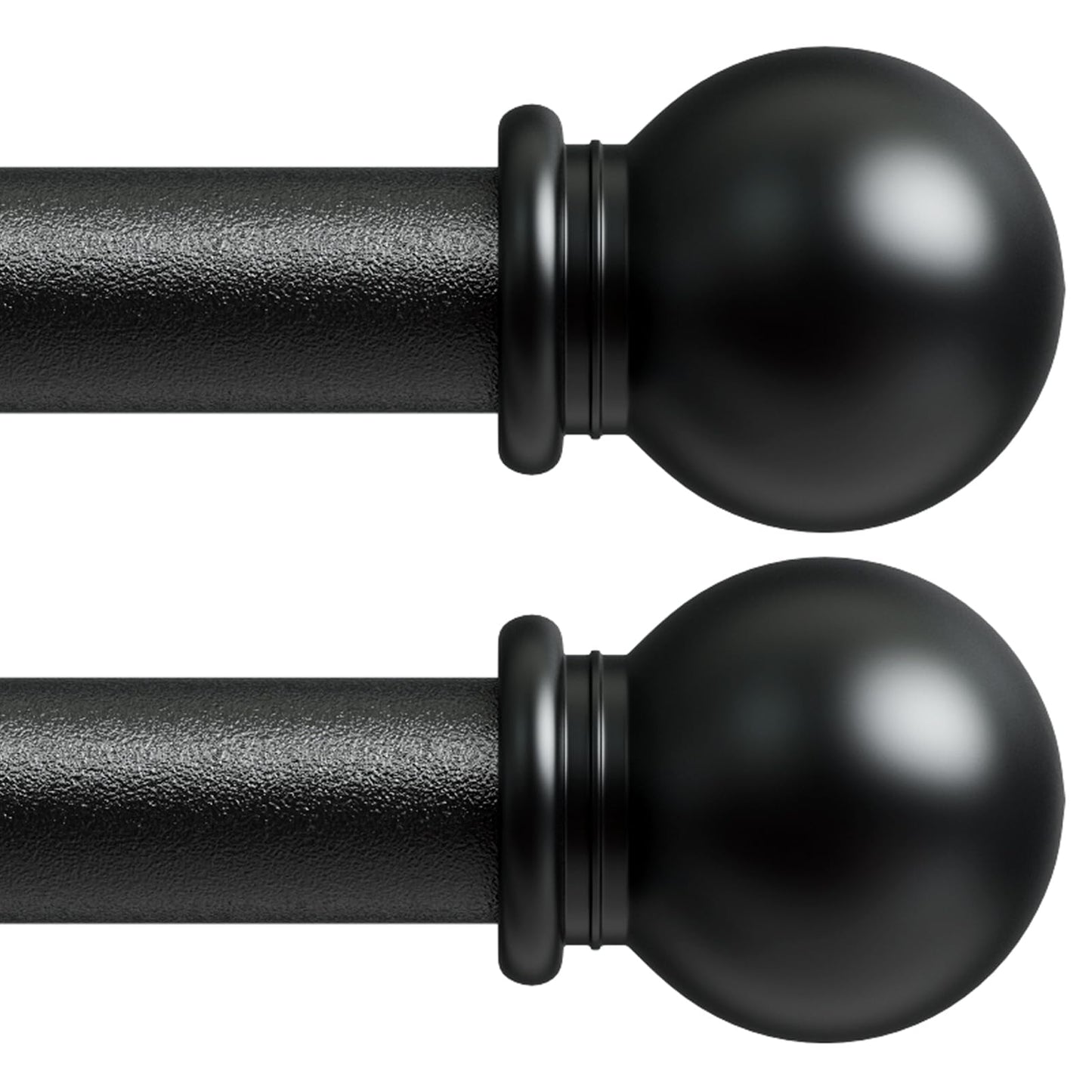 2 Pack Curtain Rod 48 to 84 inch, Adjustable 5/8 Diameter Decorative Drapery Rod Set of 2, Heavy Duty Metal Standard Curtain Rod for Bedroom, Living Room