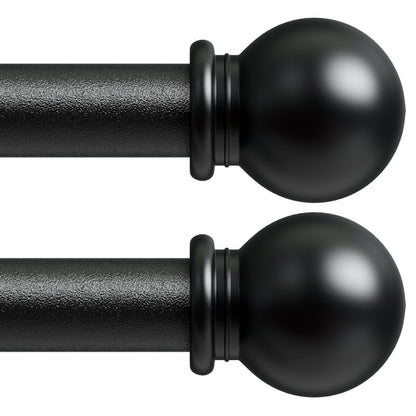 2 Pack Curtain Rod 48 to 84 inch, Adjustable 5/8 Diameter Decorative Drapery Rod Set of 2, Heavy Duty Metal Standard Curtain Rod for Bedroom, Living Room