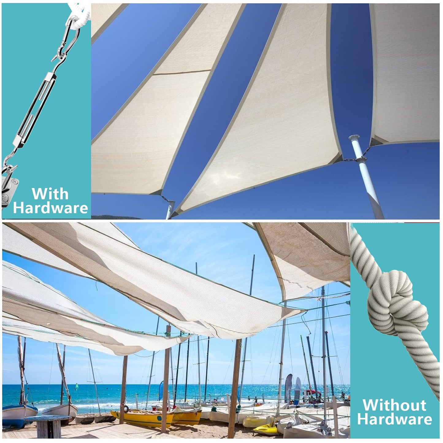 Sun Sail Hardware Kit, 5 Inch 304 Marine Grade Stainless Steel Sun Shade Sail Hardware Kit for Triangle/Rectangle/Square Sun Shade Sails Installation (40 PCS）