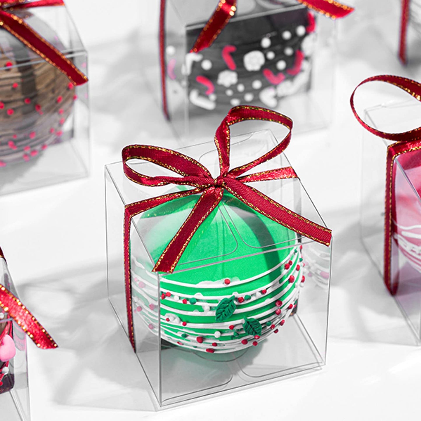 RomanticBaking 100 Pack 3x3x3 Inch Clear Chocolate Bomb Boxes - Small Gift, Cupcake, Candies, Birthday, Wedding, Party Favor Boxes (3IN100)