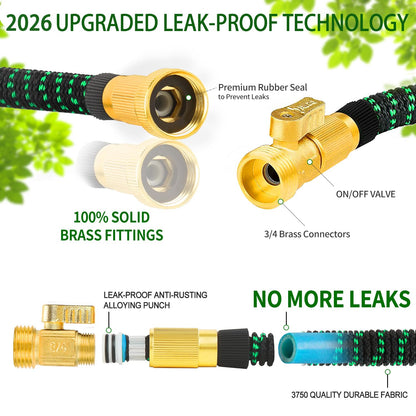 25 FT Garden Hose Expandable Hose - All New 2026 Flexible Water Hose with 10 Functions Spray Nozzle - Car Wash Hose with Solid Brass Connector, Leakproof Lightweight Expanding Pipe for Yard,Outdoor