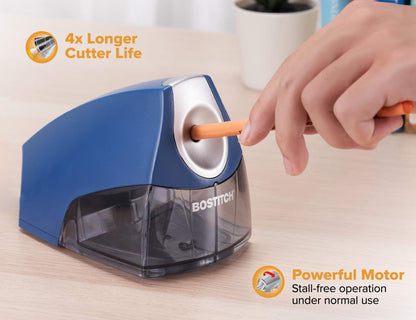 Bostitch Office Personal Electric Pencil Sharpener, Powerful Stall-Free Motor, High Capacity Shavings Tray, 7yr Warranty, Navy Blue (EPS4-KTBLUE)