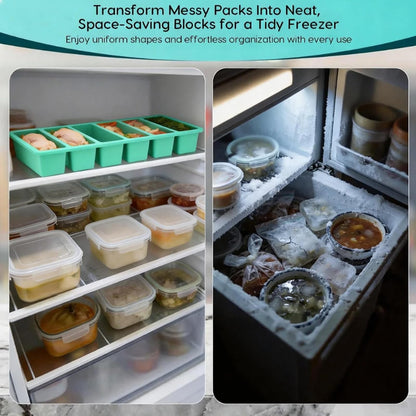 Silicone Freezer Trays with Lids 2-Pack - 1/2 Cup Meal Prep Containers,Food Storage Containers for ice Soup/Sauce, Silicone Freezer Molds