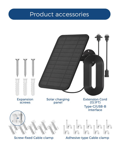 Solar Panel for Blink Outdoor 4Outdoor(3rd Gen) Outdoor 2K+Blink XT2XT3XT Camera,Built-in 5000mAh Battery,IP67 Waterproof,360° Adjustable Mount