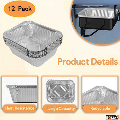 BBQ Drip Pan for Nexgrill 720-0830X 720-0830H 720-0925P 720-0896 720-0888S Cuisinart CGG-7400, BBQ Grease Pan with 12-Pack Aluminum Drip Liner for Nexgrill BBQ Grease Tray Replacement 720-0830X
