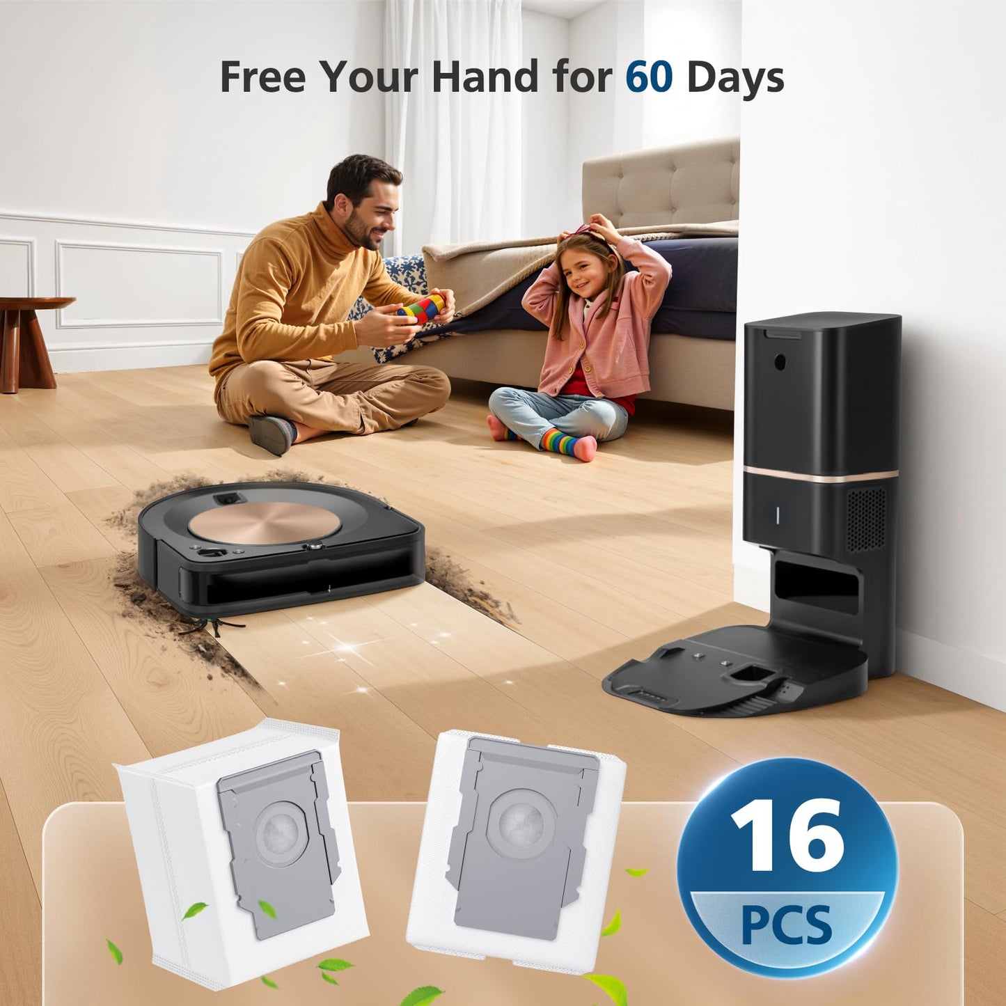16 Pack Vacuum Bags for irobot Roomba bags i &s& j Series, Replacement for irobot Roomba i7 i7+(7550), i3+EVO(3550) i1+ i4+ i5+ i6+ i8+ s9(9150) s9 Plus(9550) j5+ j7+ j8+ j9+ Dirt Disposal Bags