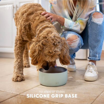 Simple Modern Stainless Steel Pet Bowl for Dogs & Cats | Insulated Stainless Steel Food Bowls for Dog Cat | Bentley Collection | Medium (32oz) | Sea Glass Sage