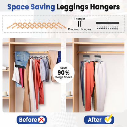 Damita Pants Hangers Legging Organizer for Closet 4 Pack with Clips Holds 20 Leggings, Multi Hangers Space Saving Storage Bedroom Organization for Jeans, Yoga Pants, Skirts & More, 360° Swivel Hook