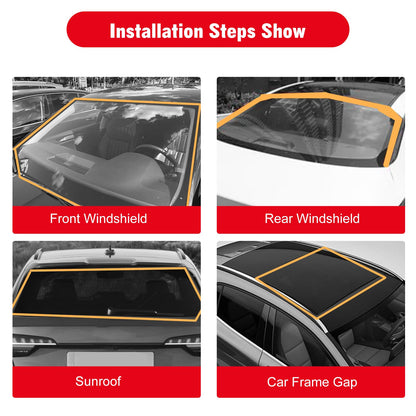 16.4 Ft Windshield Rubber Seal Car Weather Stripping Trim T Shape Sealing Strip for Car Front Rear Windshield (30mm*16.4Feet)