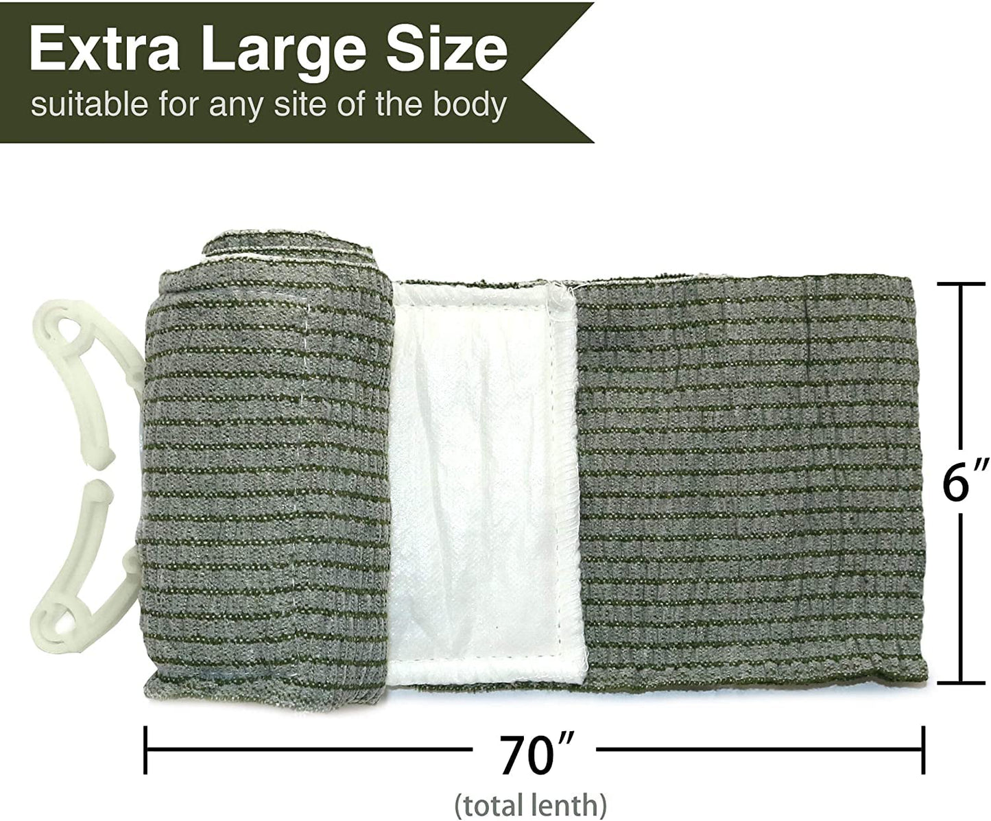 6" Israeli Bandage Vacuum Sterile Compression Bandages for Battle Wound Dressing Emergency Trauma, 2 Pack