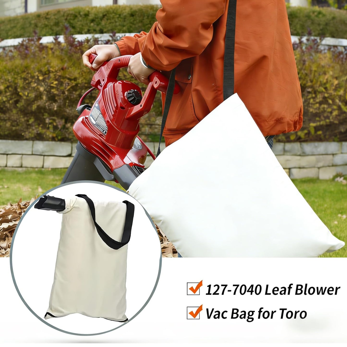YIBOCO 127-7040 Leaf Blower Vac Bag for Toro 137-2336, 108-8994 Fits 51436 51563 51581 51594 51599 51609 51618 51619 51621 Blower - Leaf Blower Bag