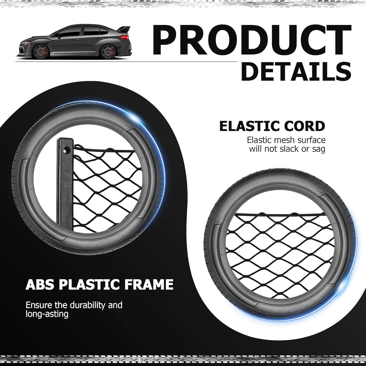 4 Pcs Storage Nets for Campervans, Elastic Trunk Storage Bag with Plastic Frame,Van Motorhome Caravan Boat Car Storage Solutions Accessories for Storing Phone/Water Bottle/Toiletry, 14 * 7.3in
