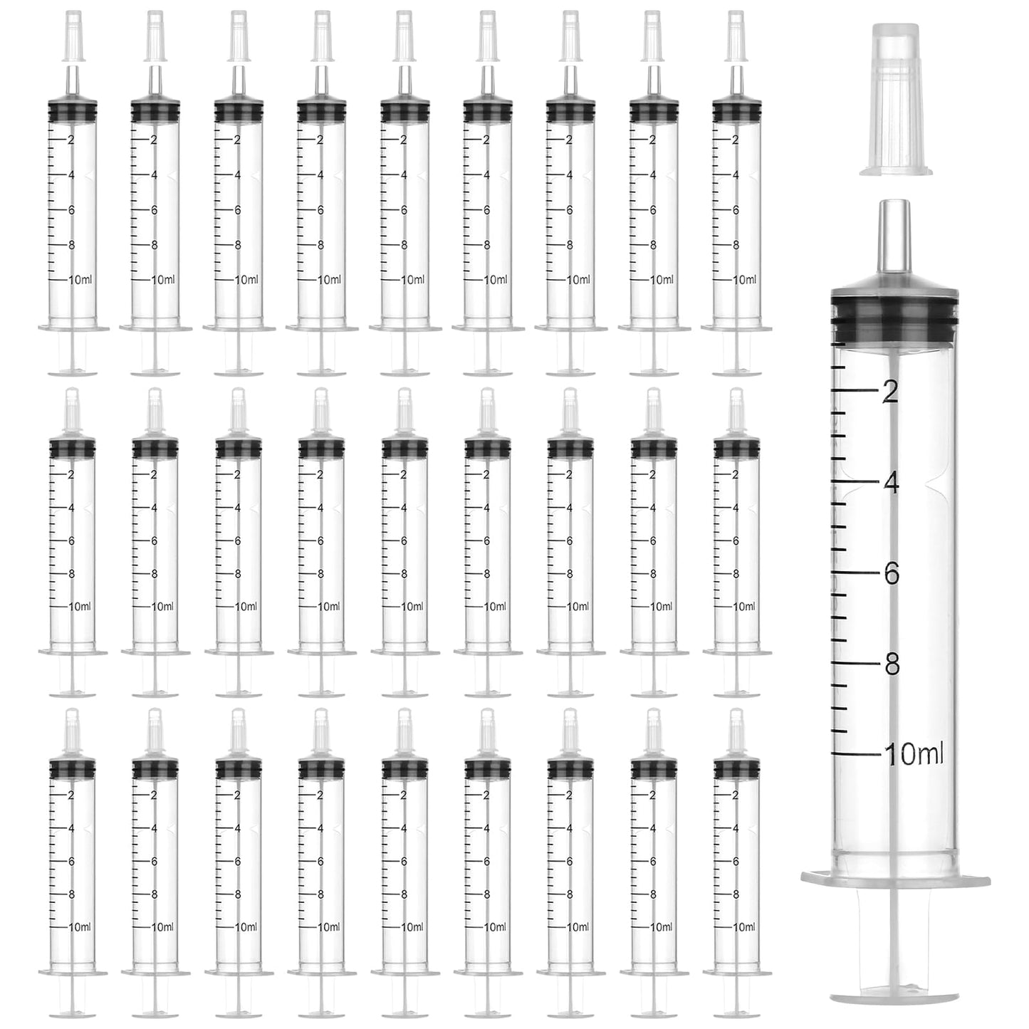 50 Pack 10ml Plastic Syringe Individual Wrap with Cap(No Needle), Measurement and Dispensing Syringe Tools for Science Labs, Industrial Oil Ink, Liquid Refilling and Measuring, Feeding Pets