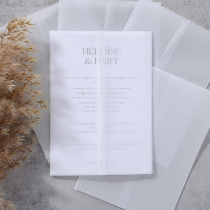 UNIQOOO 70 Pack Frosted Vellum Jackets for 5x7 Invitations, Luxury Pre-Folded Vellum Paper, 115GSM Wedding Envelopes