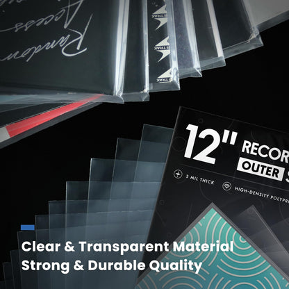 TAKMORK 12" LP Vinyl Record Protective Sleeves: 50 Crystal Clear & Durable 3 Mil Thick Outer Sleeves
