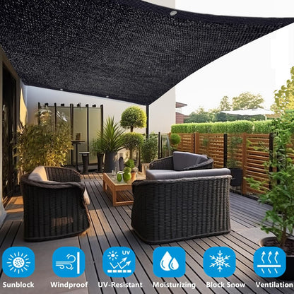 90% Black Sun Mesh Shade Sunblock Shade Cloth UV Resistant Net with Grommets for Patio Pergola RV Awning (6.5x16ft)