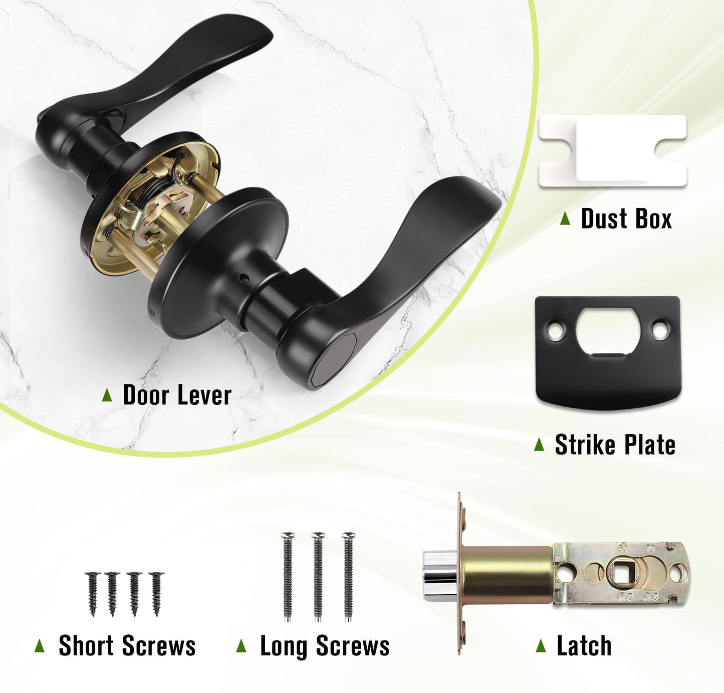 Probrico Matte Black Door Handles Interior Passage Door Levers Hall Closet Handles Keyless Interior Non-Locking Lever with No Keys