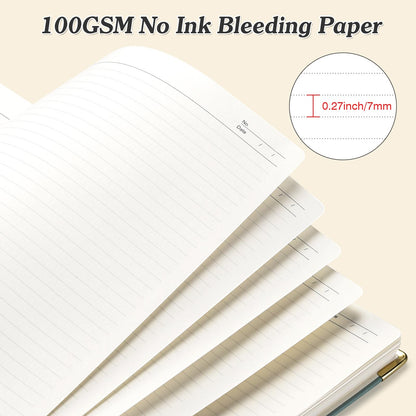 Spiral Notebook, 300 Numbered Pages Notebooks College Ruled with Contens, 100GSM Thick Journal for Women Men, Hardcover Leather Lined Journal for Writing, Large A5 Notebooks for Work School, 6" x 8"