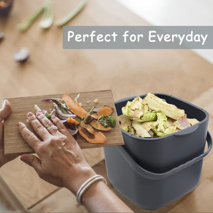 Umtiti 4 Litre Kitchen Compost Bin with Handles for Countertop Food Scrap Collection.Dary Gray-4L-CA