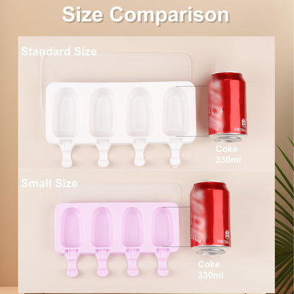 3 Set Popsicles Molds with Lids and 100 Pcs Wooden Popsicles Sticks, Standard Size 4 Cavities Silicone Ice Pop Molds for Making Cakesicles, Cake Pops, Ice Cream - BPA Free