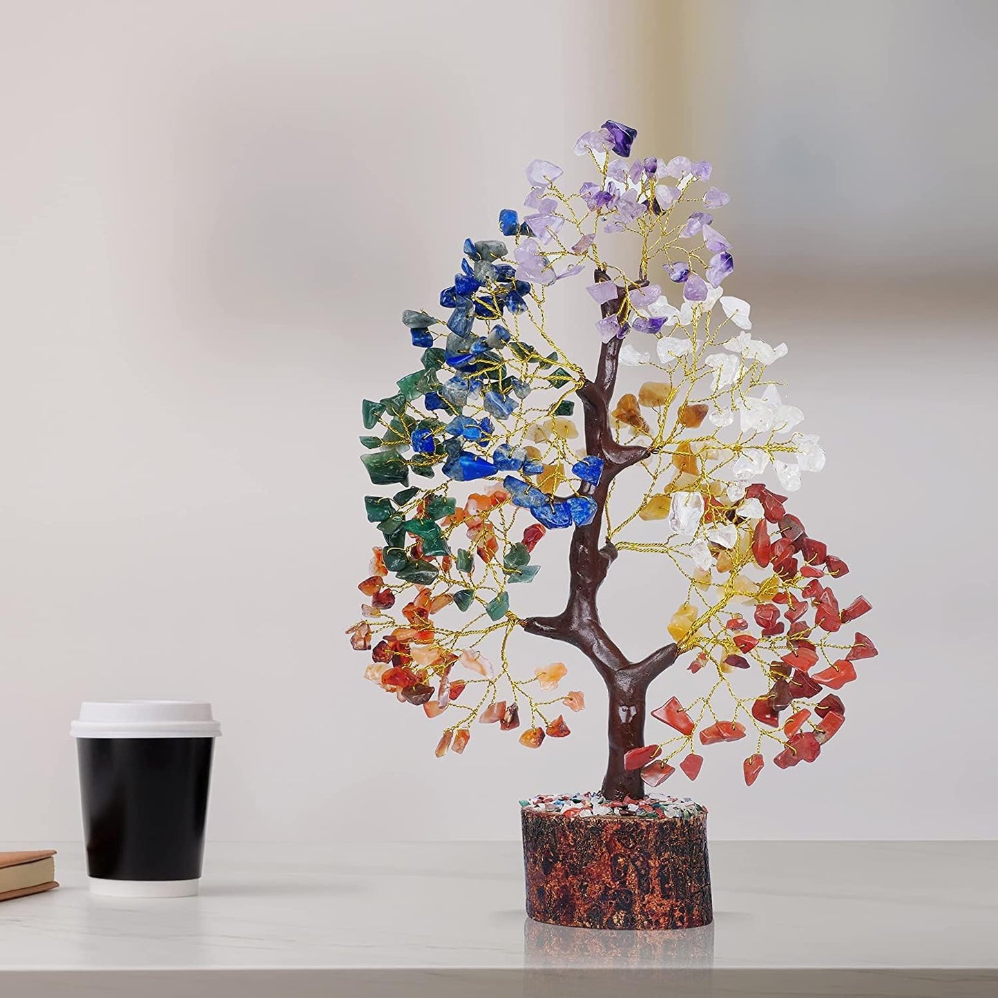 Chakra Tree of Life - Crystal Tree for Positive Energy - Seven Chakra Tree - 7 Chakra Tree, Money Tree, Feng Shui Decor, Chakra Stones, Crystals and Healing Stones, Premium Meditation Accessories