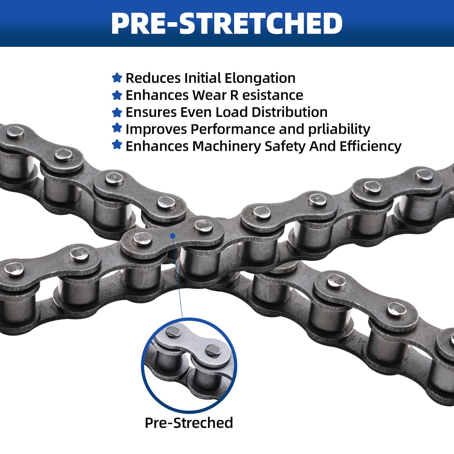 Patioer #41 Roller Chain 10 Feet for Electric Gate Openers with 2 Connecting Links, Carbon Steel Chains for Automatic Sliding Gate Opener Operator Garage Hanger Door Go Karts ATVs Dirt Bikes