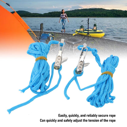 6PCS Rope Adjuster Kit Quick Adjustable Adjustment Secure Fixation Cord Tensioner with Rope for Camping Boating