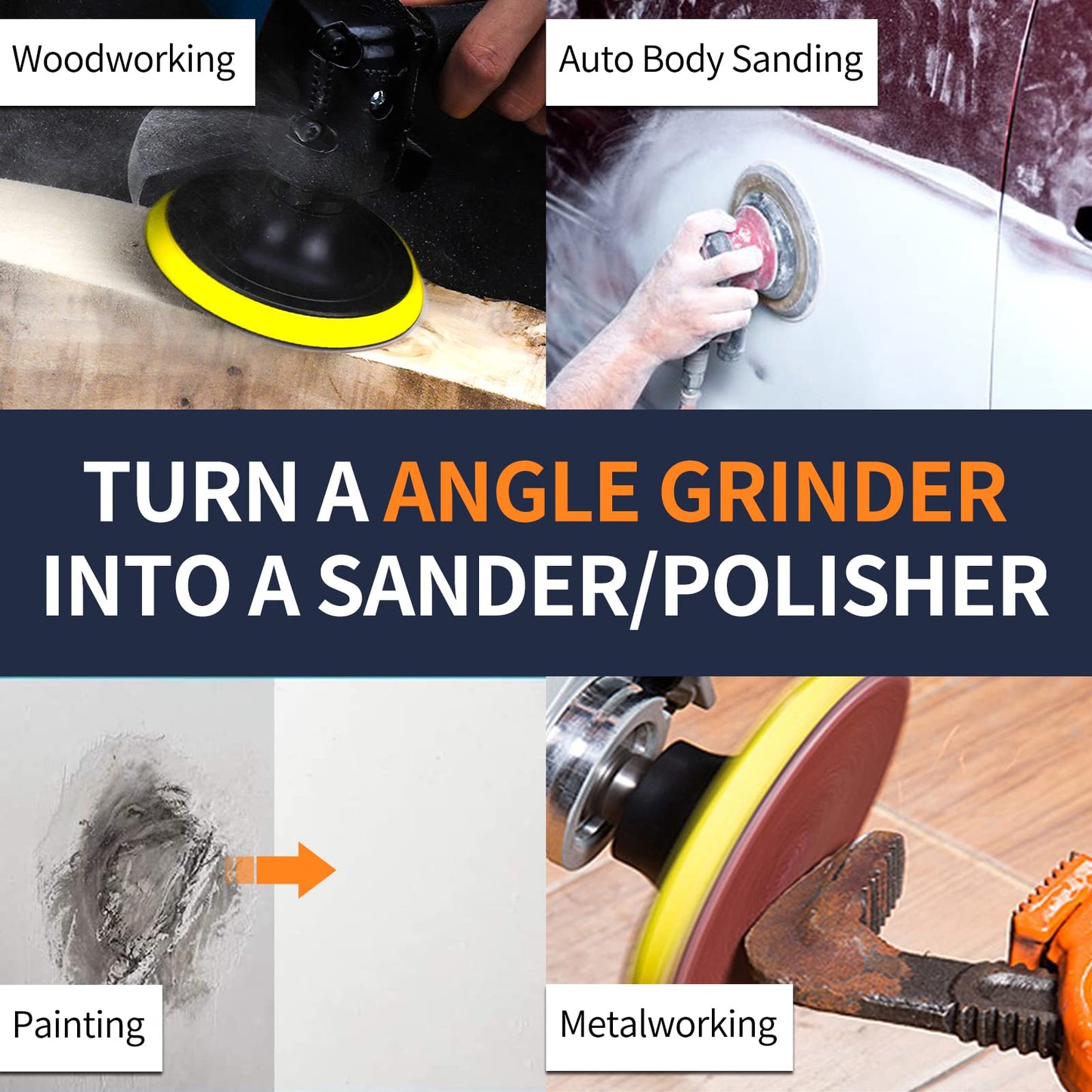 Pomsare 80PCS Angle Grinder Sanding Discs, 5 Inch Upgraded Hook and Loop Backing Pad Attachments with 5/8-11 Threads, Sanding Pad for Wood Sanding Buffing Polishing(40/60/80/120/180/240/320/600 Grit)