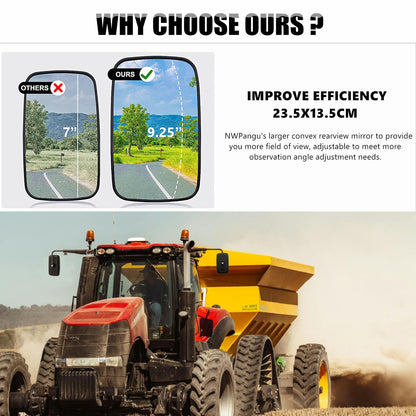 Forklift Rearview Mirror Square HD Wide-Angle Tractor Mirror Convex Auxiliary Rear View Mirrors for Truck Trailer Forklift RV Track Loader, 23.5CM x13.5CM, 1PCS