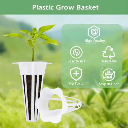 100 PCS Hydroponic Grow Baskets, Plastic Replacements Grow Basket Sets for Plant Hydroponics Garden Seed Pods System - Grow Anything