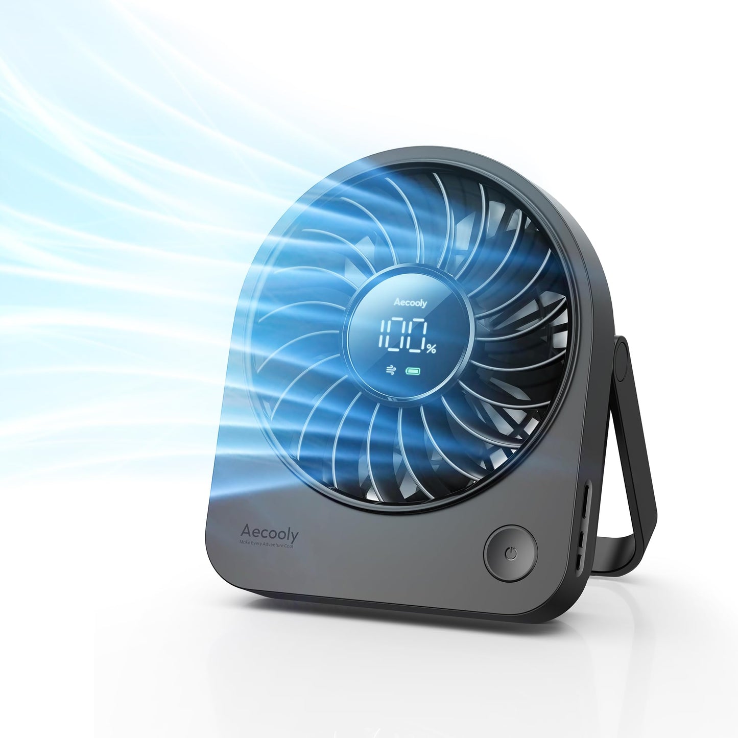 Aecooly Mini Portable Fan, Small Enough to Hold USB Desk Fan, 4 Speeds Quiet Rechargeable [10H Max Cooling Time], 180° Adjustable Battery Powered Personal for Travel, Office, Gifts for Women -Black