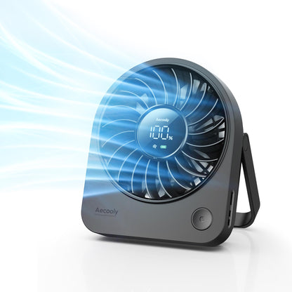 Aecooly Mini Portable Fan, Small Enough to Hold USB Desk Fan, 4 Speeds Quiet Rechargeable [10H Max Cooling Time], 180° Adjustable Battery Powered Personal for Travel, Office, Gifts for Women -Black
